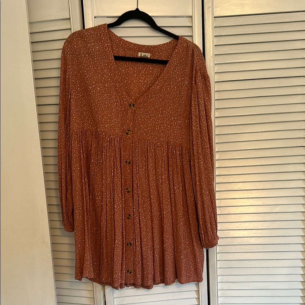 Rust Button-Down Dress